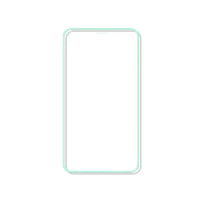 Luminous tempered glass screen protector for iPhone showing glow feature in dark setting