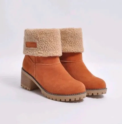 Women's mid-calf suede snow boots with beef tendon soles in five colour options