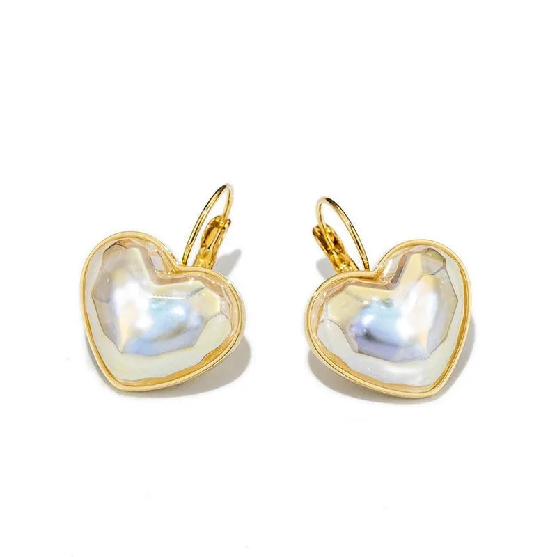 Gold-coloured alloy clip-on earrings with natural style design and metal decorative elements for women