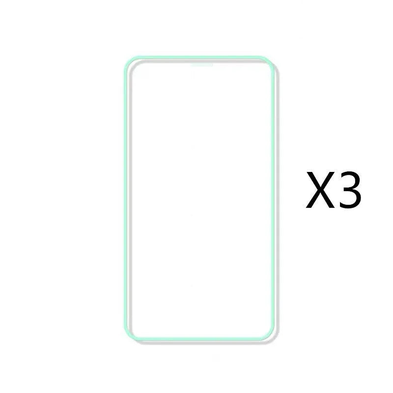 Luminous tempered glass screen protector for iPhone showing glow feature in dark setting