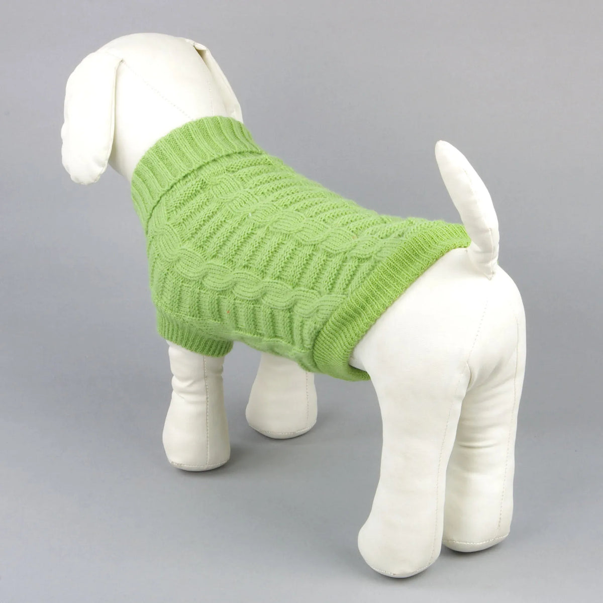 Solid colour knit acrylic dog sweater for small pets, back length 17-39 cm, available in blue, green, pink, red, yellow