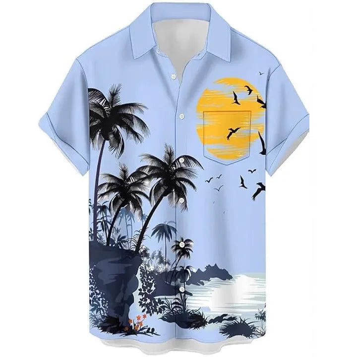 Men's camouflage pattern short sleeve casual shirt in slim fit cardigan style
