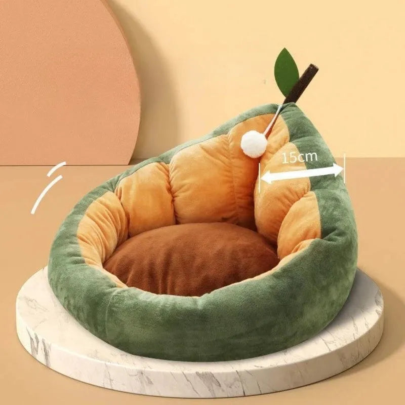 Coffee-coloured cotton pet bed for small medium cats and dogs with padded walls
