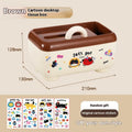 Red and brown cartoon-style desktop organiser with grid compartments for stationery and cosmetics.