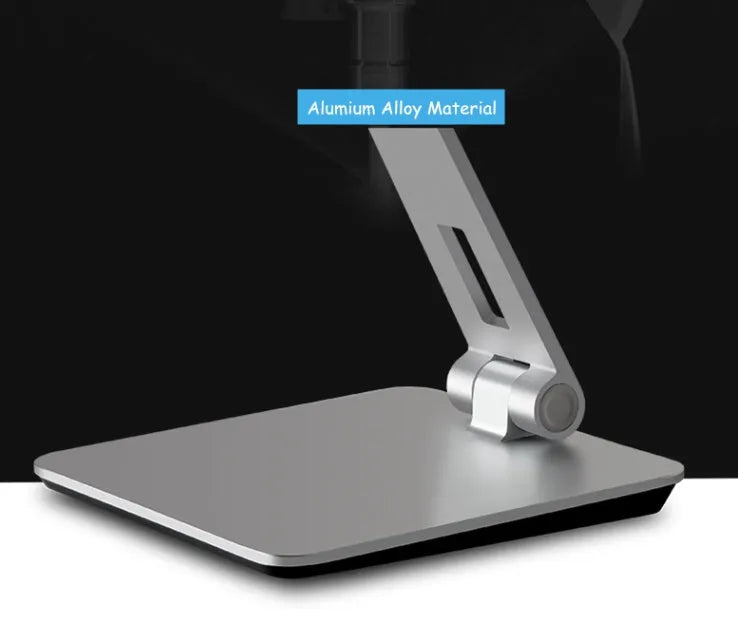 Folding desktop phone tablet holder with 360° rotation in silver colour