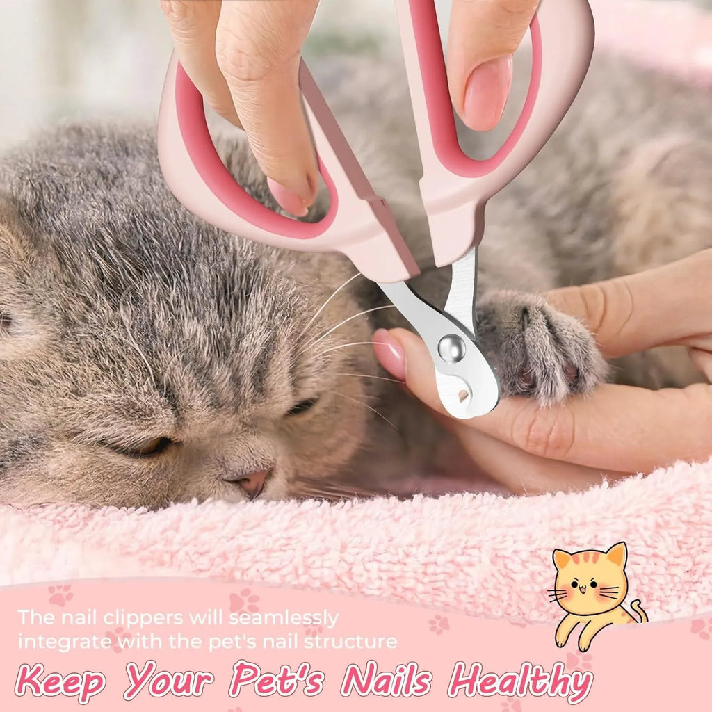 Blue pet nail clipper with positioning round hole and non-slip handle