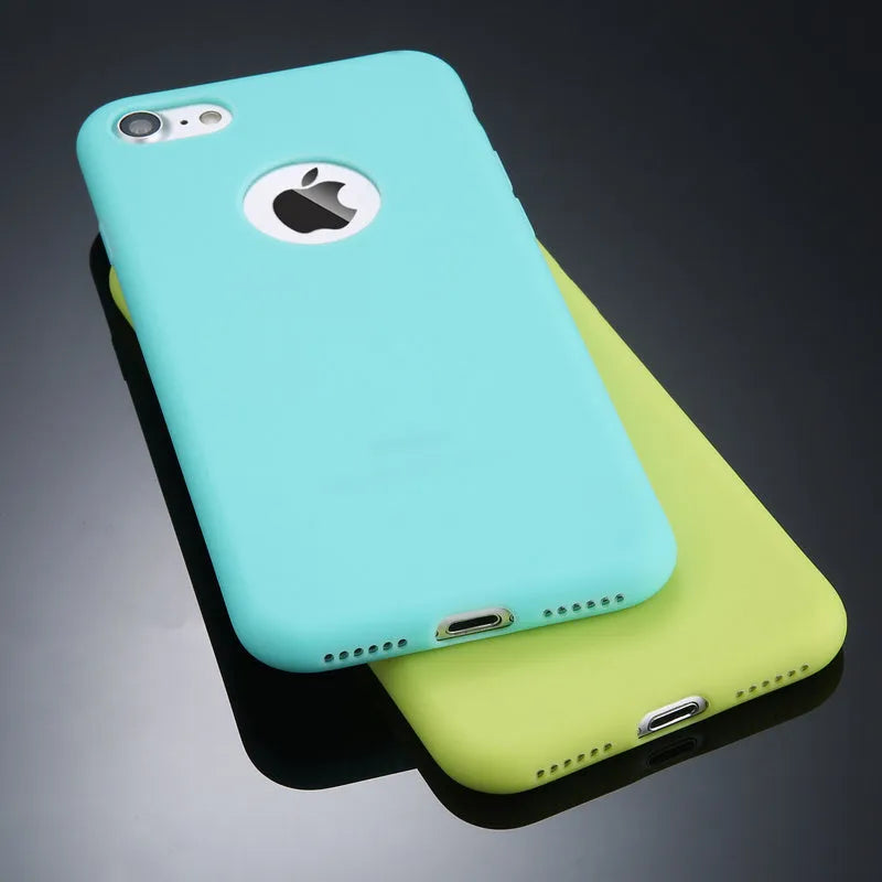 Soft TPU phone case in candy colour compatible with multiple iPhone models including XR, XS Max, X, 6, 6S, 7, 8 Plus