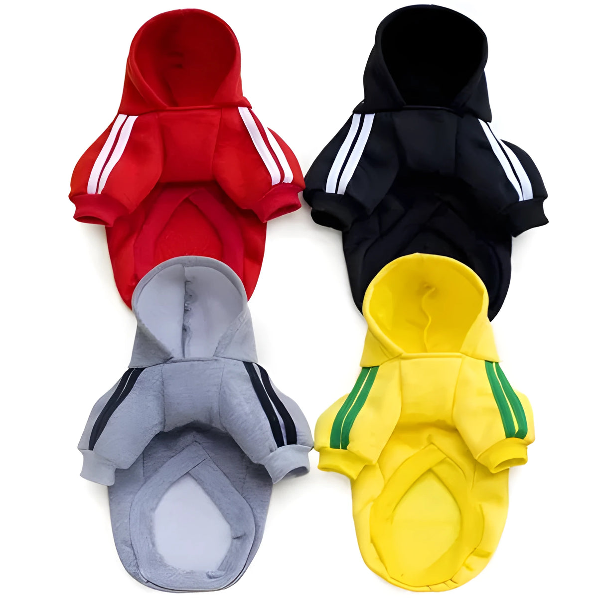 Warm hoodie for small dogs and cats in black, gray, red, yellow, sizes XS to XXL