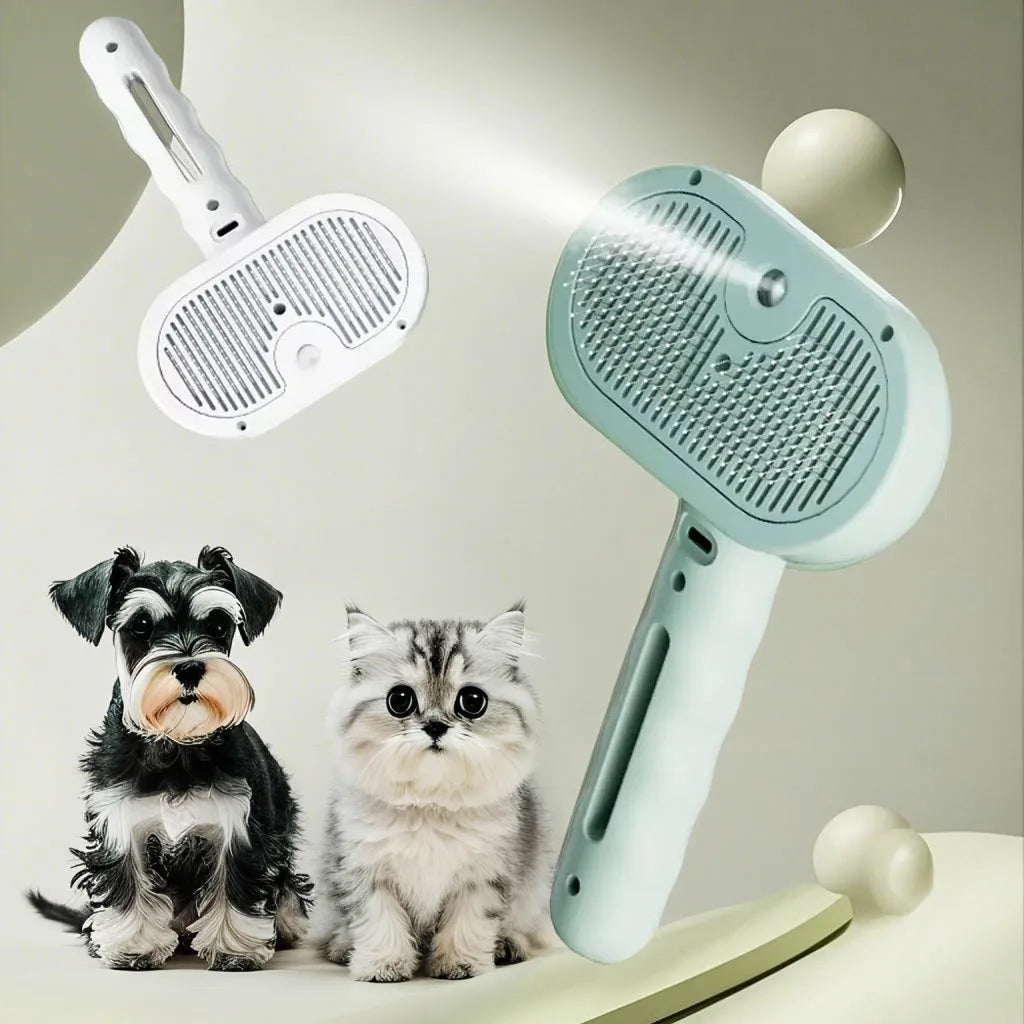 Plastic pet spray hair comb with water mist humidifier for dog and cat grooming