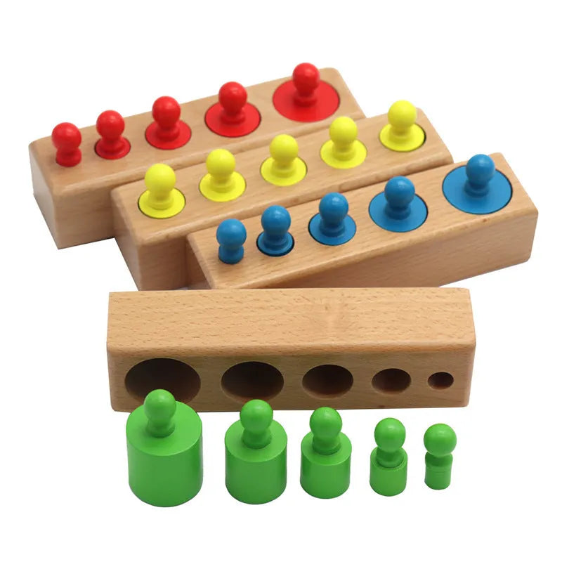 Montessori wooden cylinder socket building blocks for early education fine motor skills age 2 plus