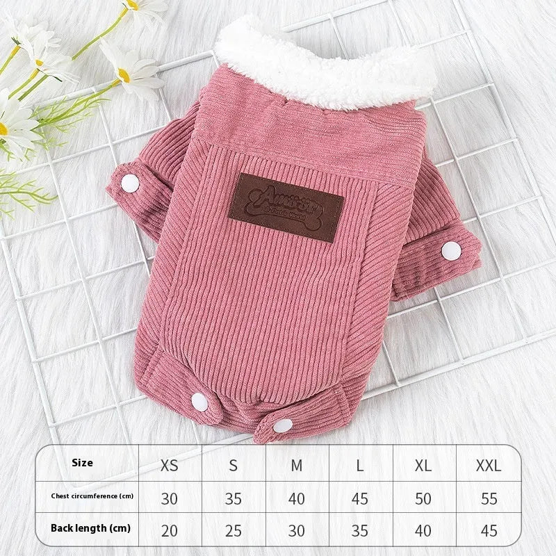 Lambswool grey and pink pet vest with wool lining for dog and cat autumn winter warmth
