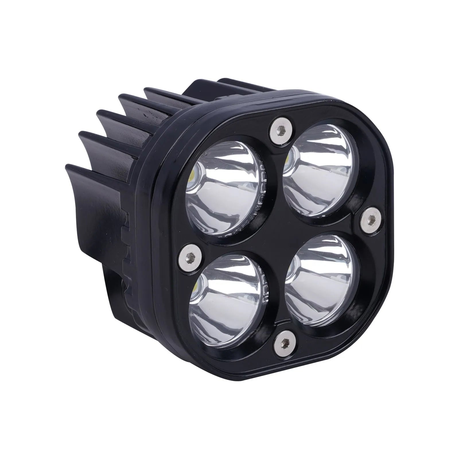 Four-eye vehicle headlight spotlight with aluminium mounting base in white or yellow light options