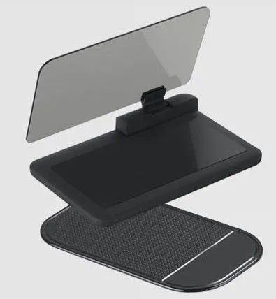 Car windscreen navigation display smartphone holder with organic glass panel and reflection film kit