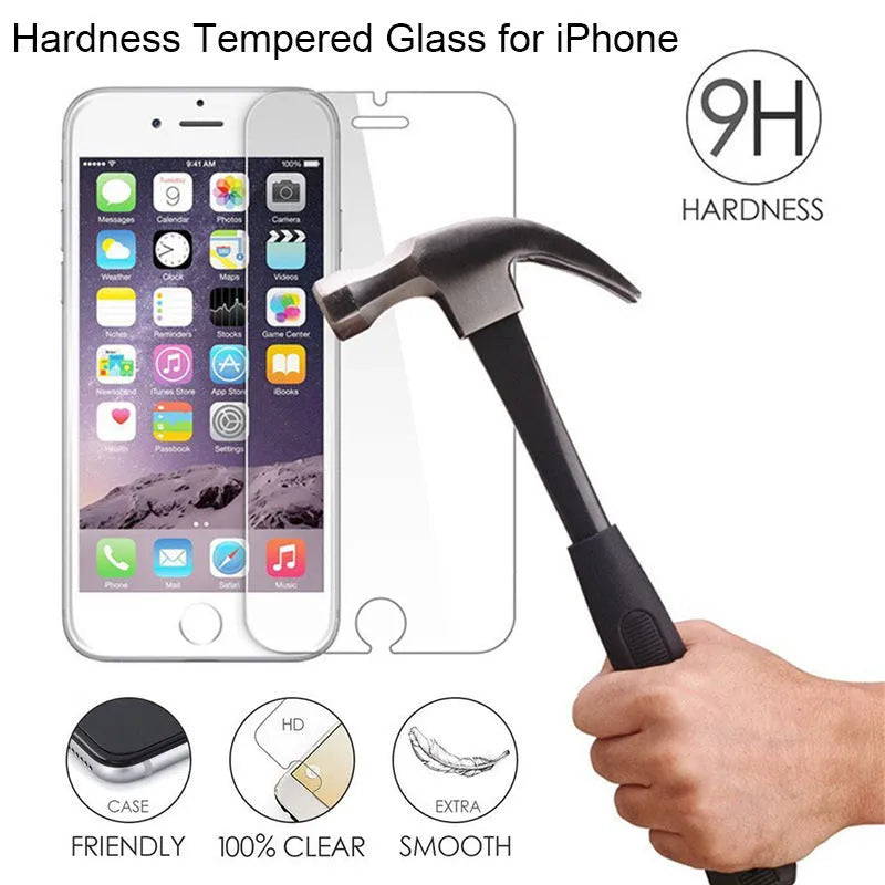Tempered glass iPhone screen protector with transparent half-screen design and anti-fingerprint coating