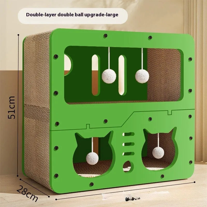 Double layer cat scratching board with matching cat nest in cute style options