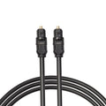 Black Toslink digital optical audio cable with square 4mm connectors, 2 metres long
