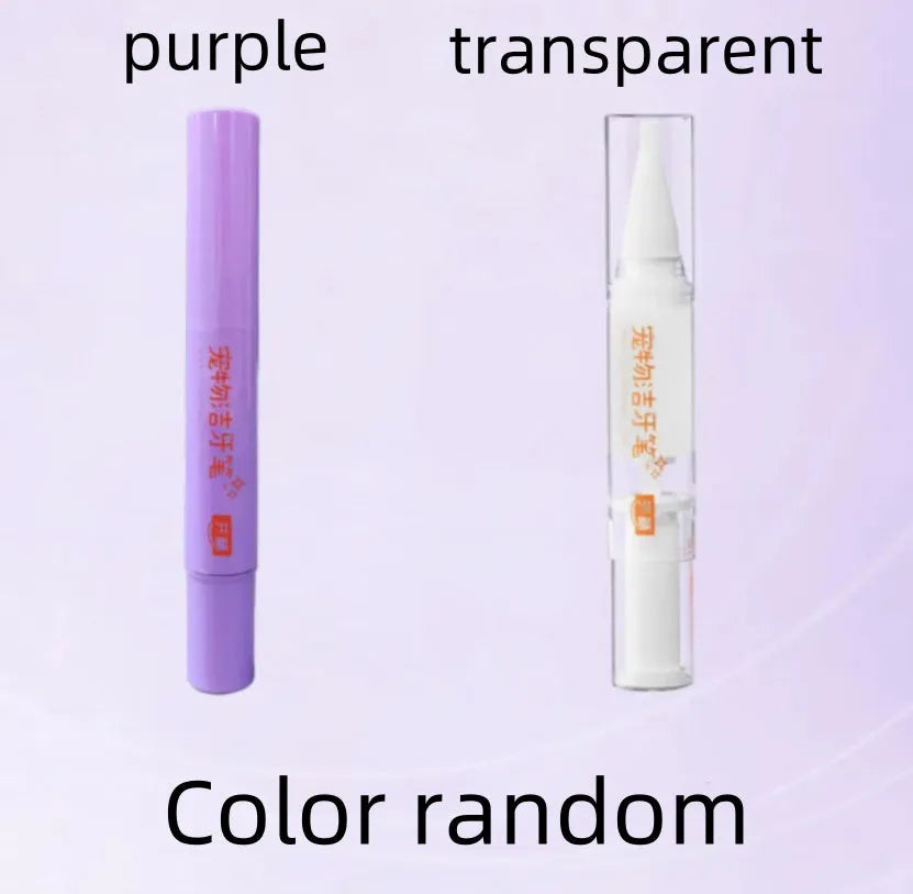 Pet toothbrush pen with 5ml dental gel and built-in applicator brush for dog and cat teeth cleaning