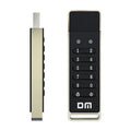 64GB metal USB flash drive with fingerprint sensor for biometric security and password protection.