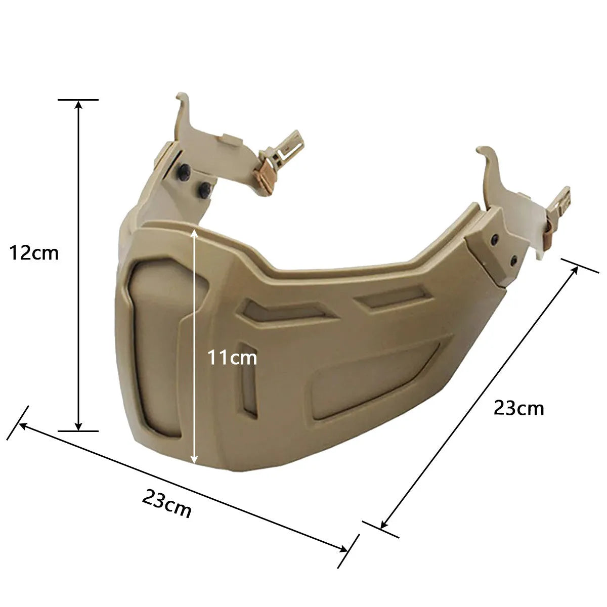 Tactical half face mask in nylon, black colour, folding design for outdoor use