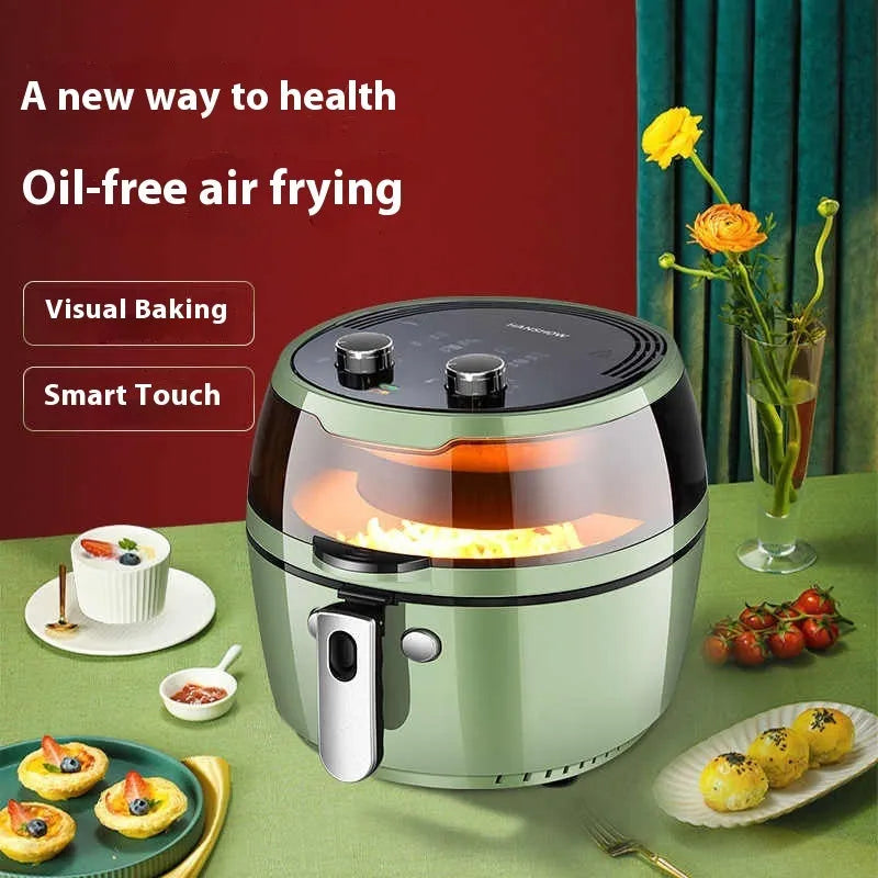 8-litre air fryer oven with visible cooking window and mechanical button controls