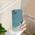 Soft silicone iPhone case with abstract oil painting gradient geometry pattern in blue, green, pink, or purple