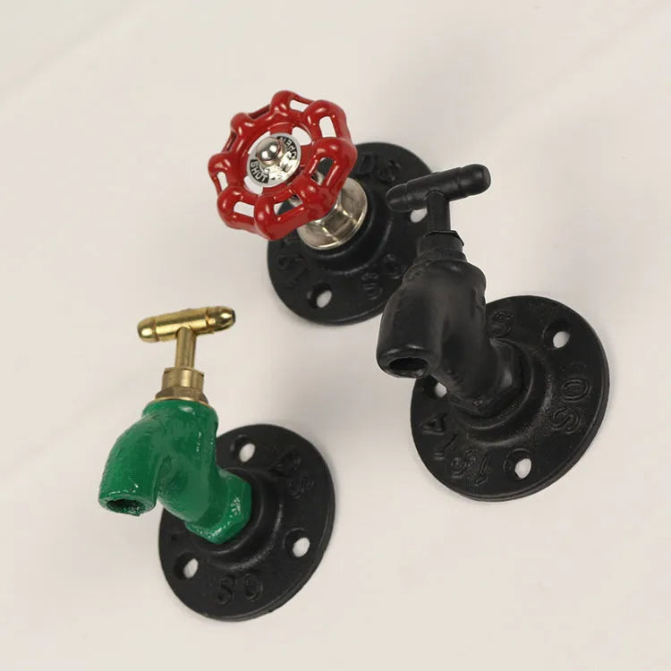 Water pipe style polished metal towel rack hook mounted on wall in black faucet colour option