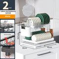 White double-layer kitchen storage rack with removable draining components