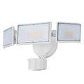 White or black LED security floodlight with motion sensor for outdoor wall or ceiling mounting