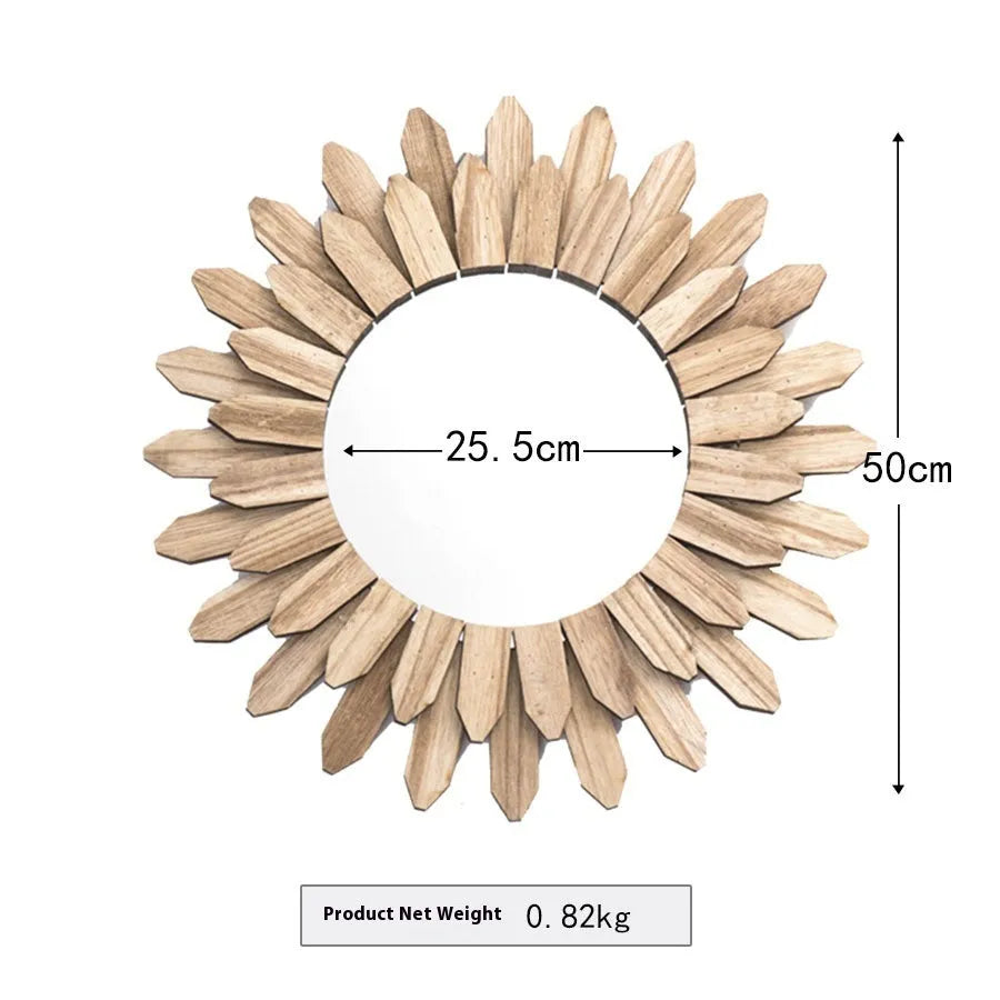 European-style solid wood wall hanging mirror in baked colour finish