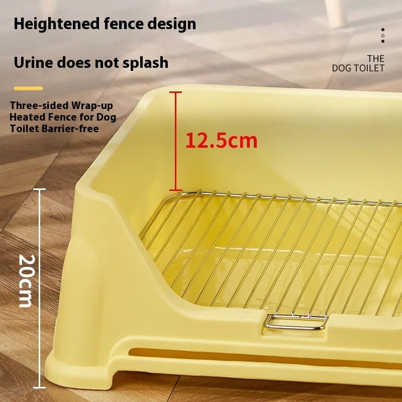 Large stainless steel mesh dog restroom toilet with PP tray, beige colour, 15mm spacing