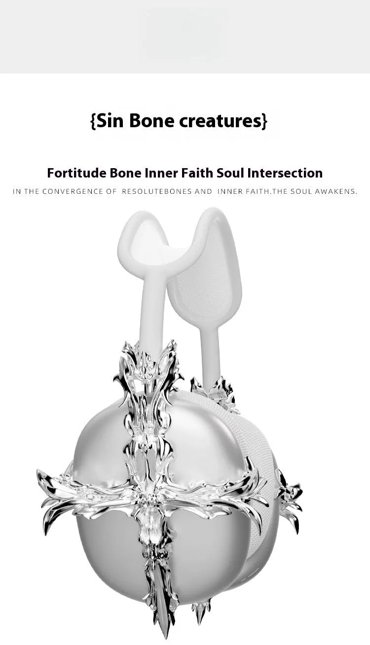 Gothic style resin headphone cover for Apple AirPods Max in silver colour