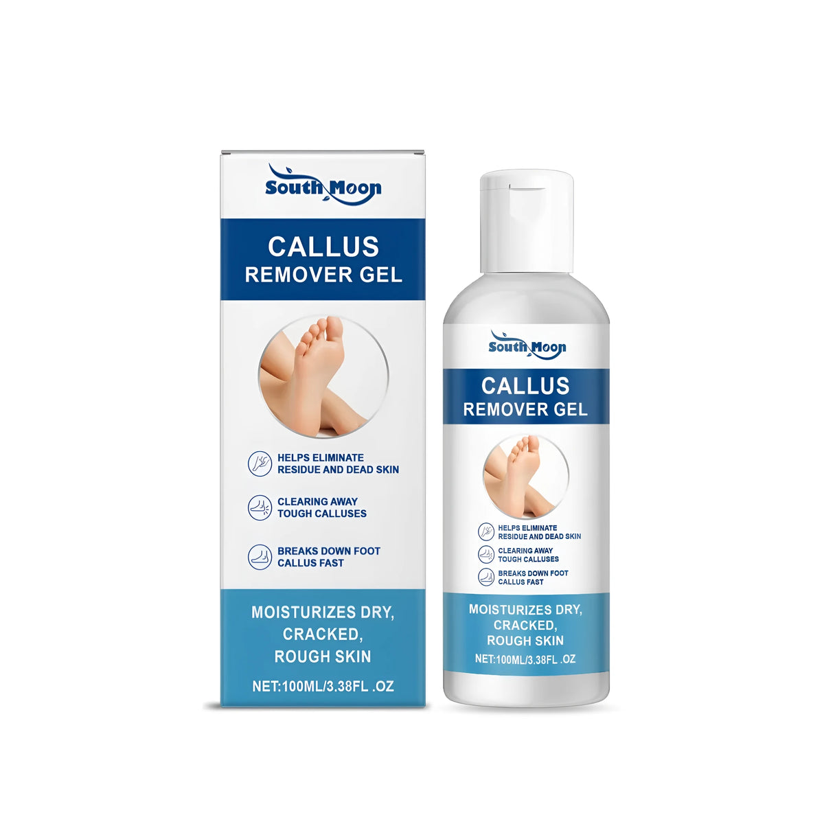 100g tube of callus remover gel containing aloe vera, tea tree oil and coconut oil for cracked heels and hard skin