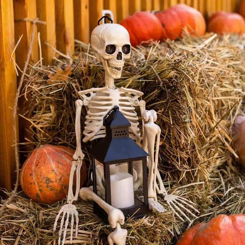 90cm tall plastic Halloween skeleton with movable joints posed standing