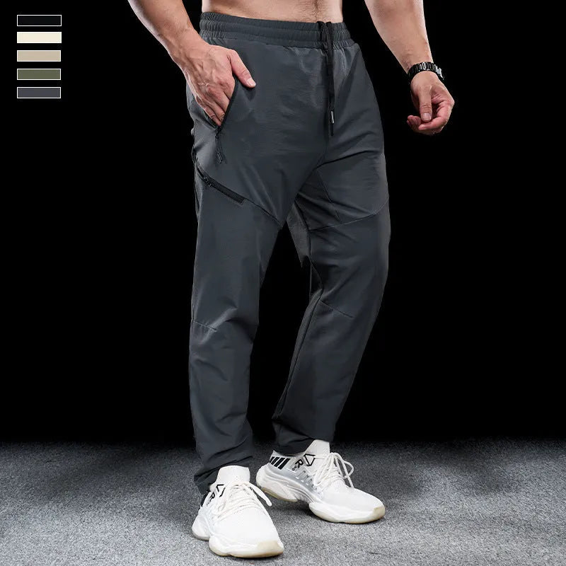 Men's waterproof quick-drying exercise trousers in nylon fabric, mid waist design