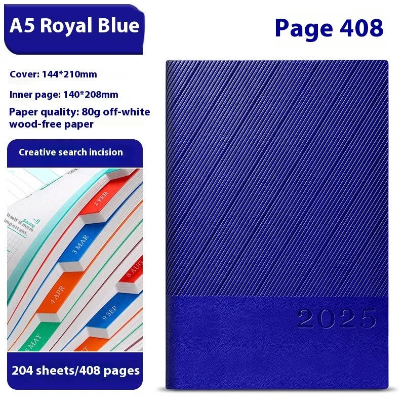 A4 business notepad with striped PU leather cover showing bean green colour option open to reveal lined pages
