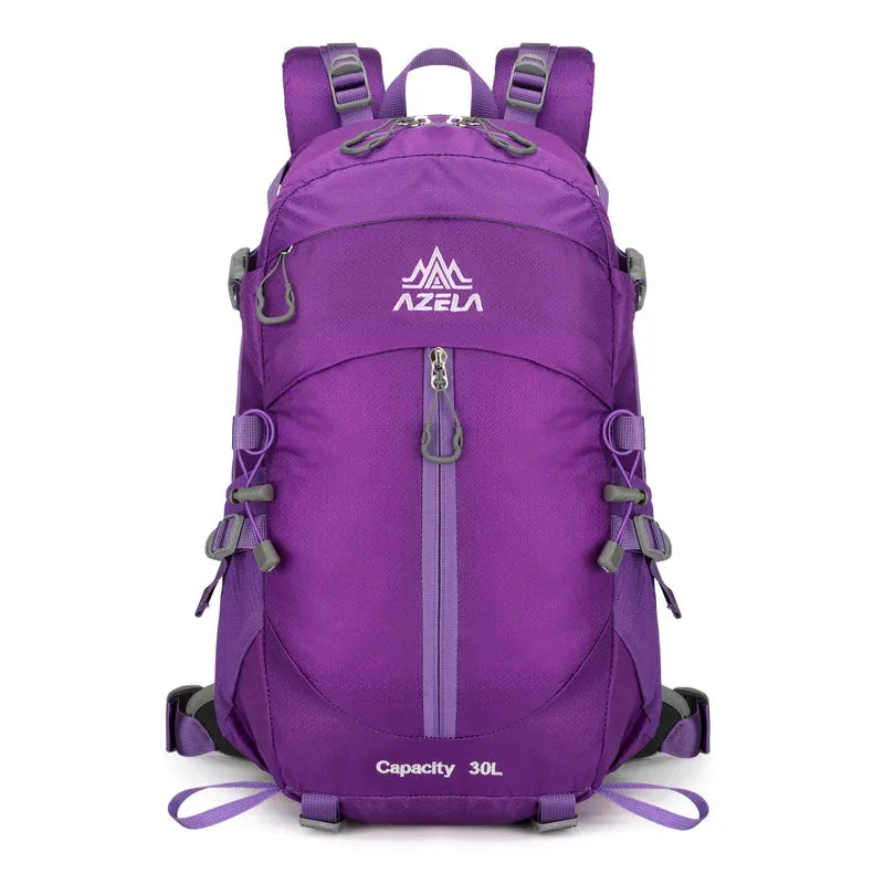 AZELA 30L Outdoor Hiking Backpack in black with adjustable straps on a white background