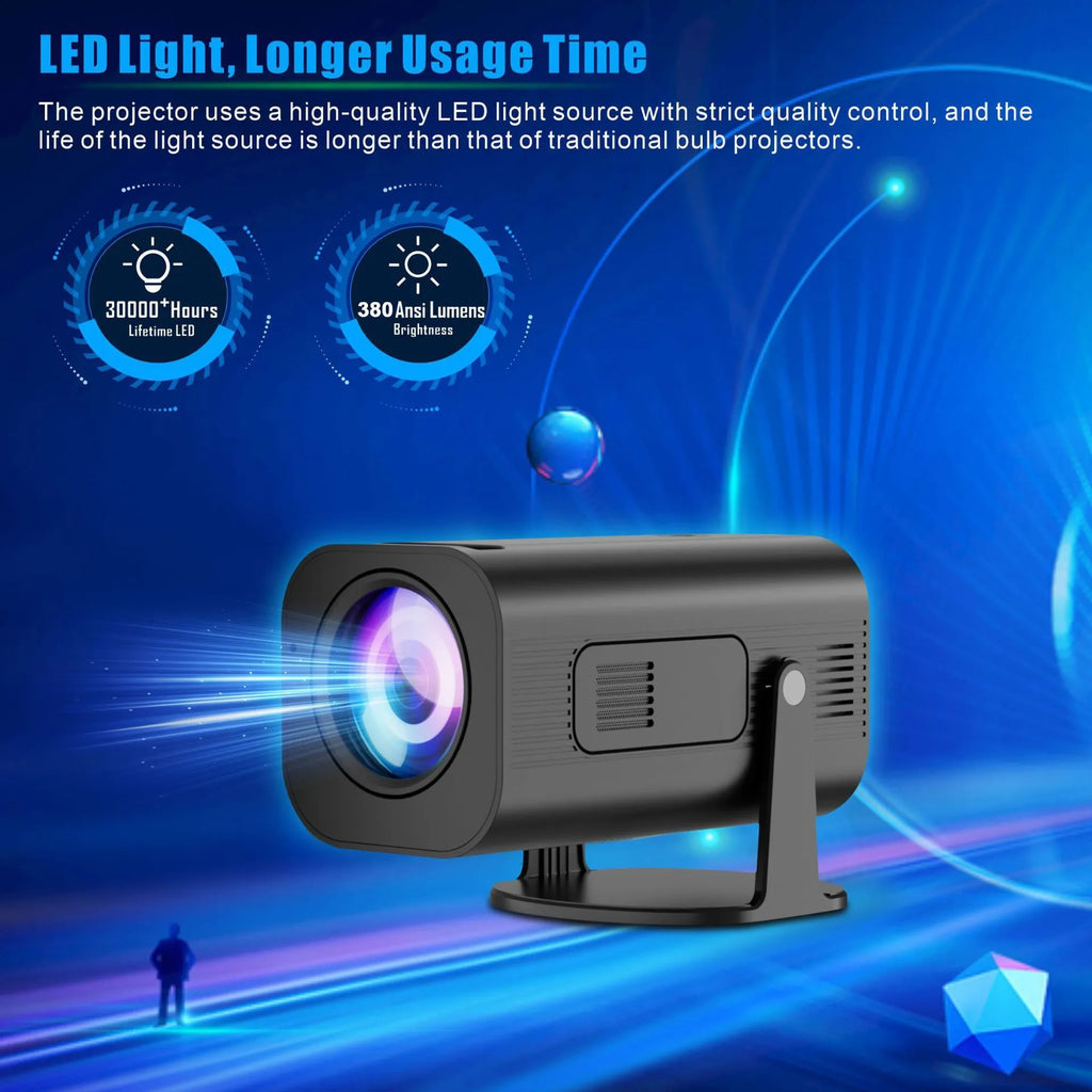 P330 portable mini projector in black or white with remote control and accessories