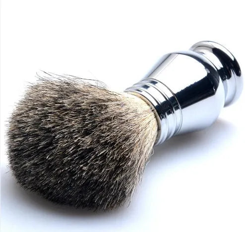 CSB traditional men's shaving kit with badger hair brush, safety razor, chrome stand, soap bowl and blades