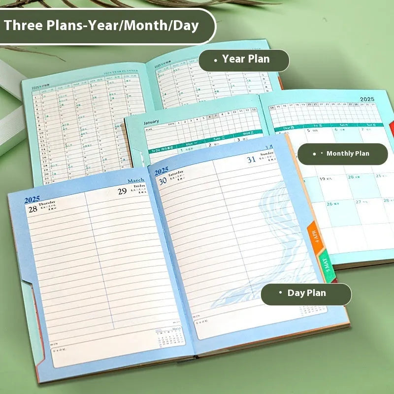 A4 business notepad with striped PU leather cover showing bean green colour option open to reveal lined pages