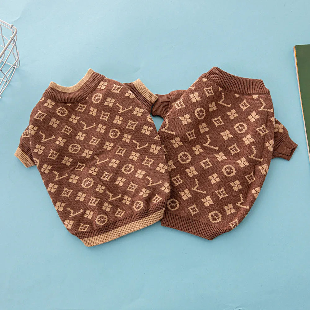 Wool pet dog sweater for autumn and winter in monochrome or two-tone colours