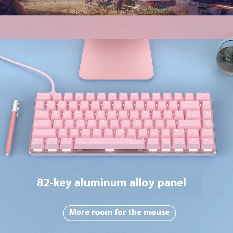 82-key mechanical keyboard with white backlight and metal construction