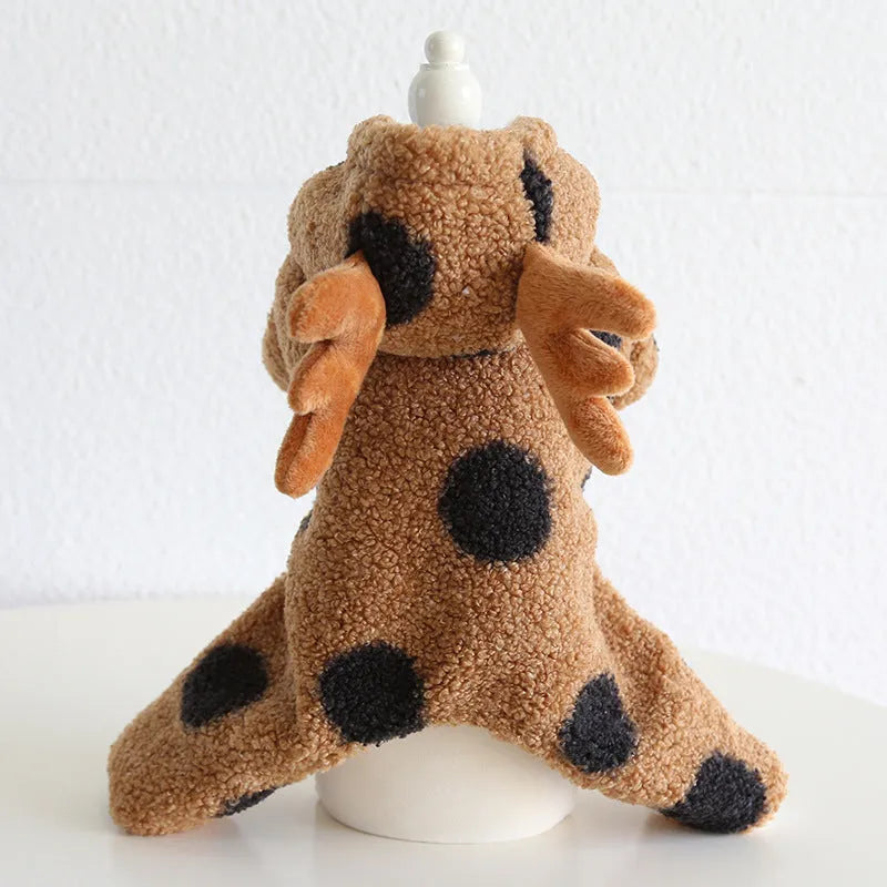 Big polka dot elk couple pattern pet clothing for cats and dogs in skirt and four legs styles