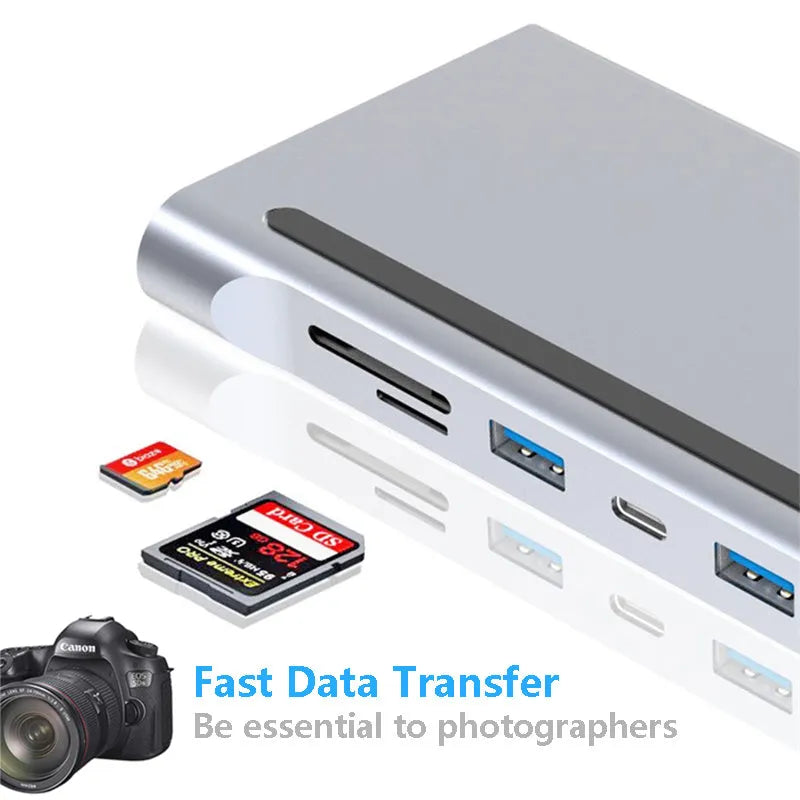 11in1 multifunctional laptop docking station with USB 3.0 ports in photo colour