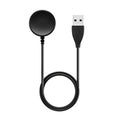 Black plastic USB watch charger with integrated fast charging cable measuring 34mm