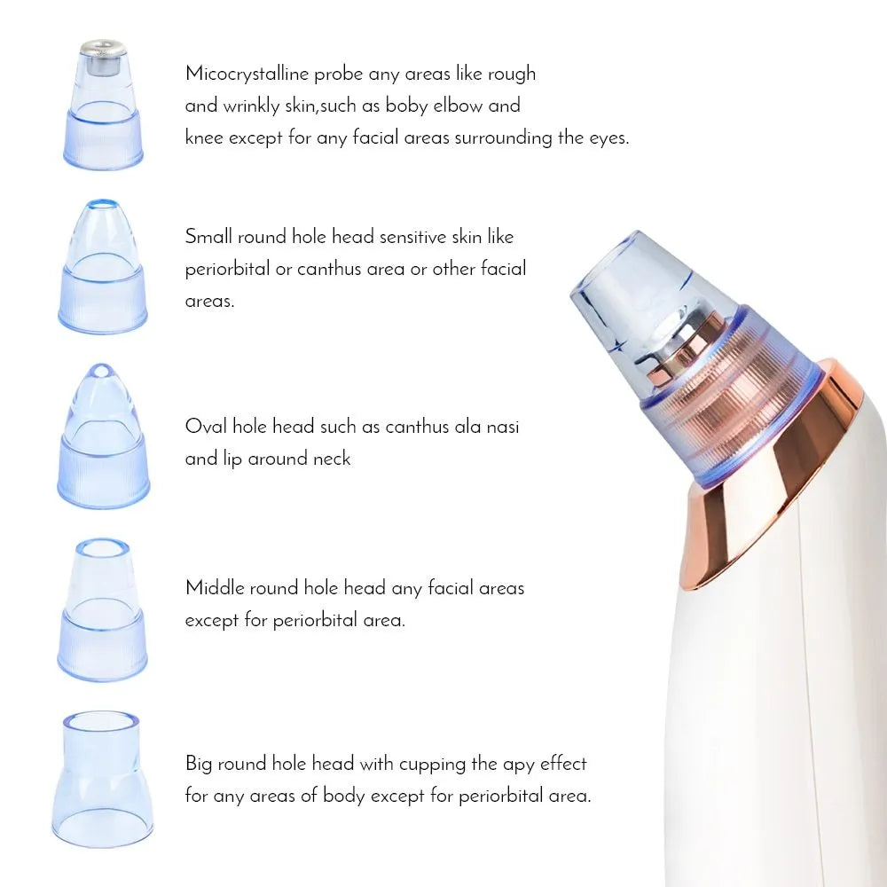 Electric blackhead remover tool with vacuum suction and nozzle attachments