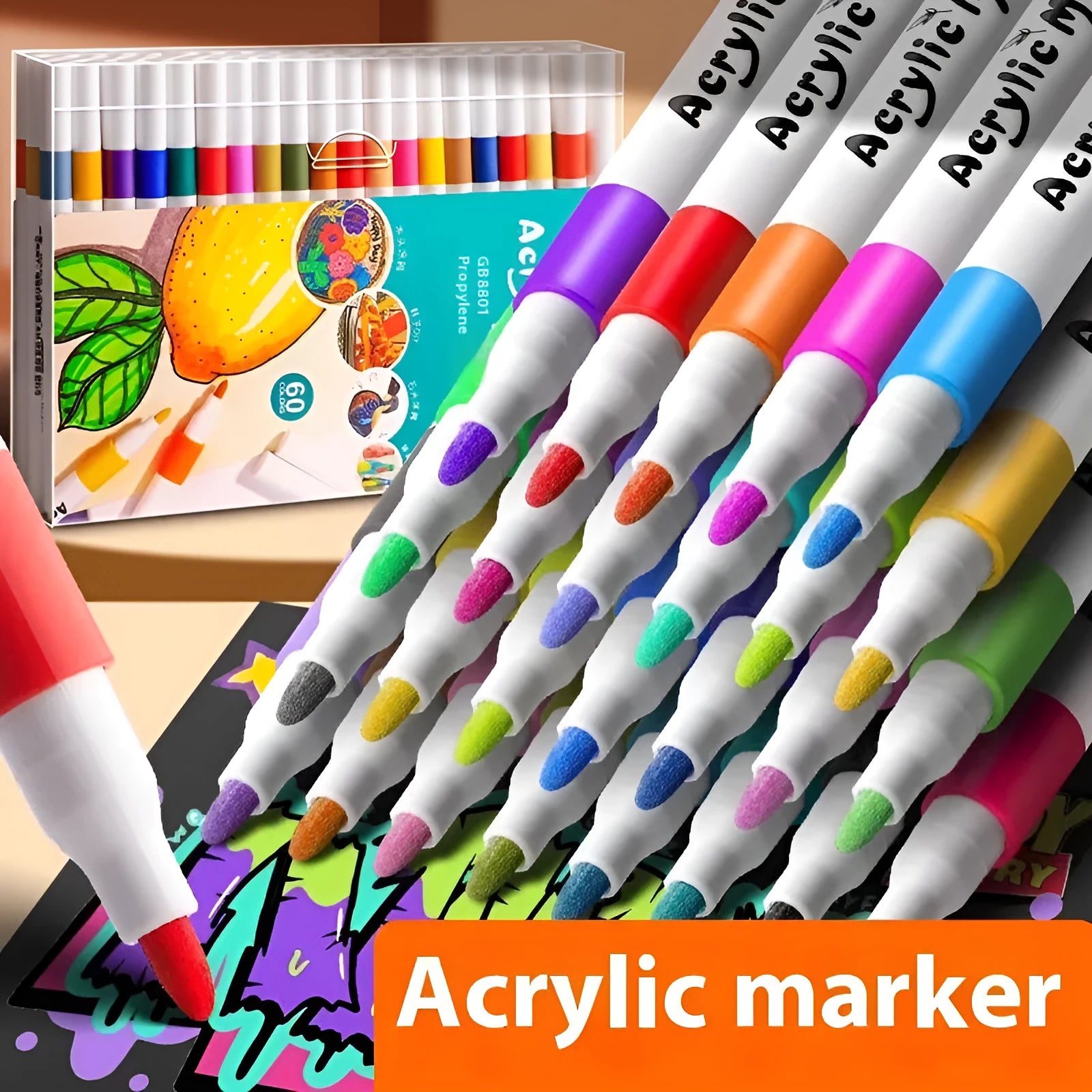 True colour acrylic marker pen set in multicolour options for student painting projects