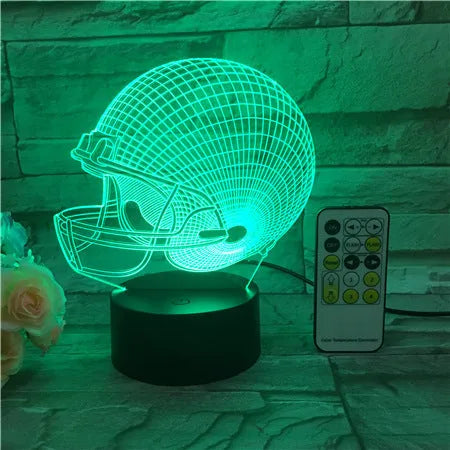 Rugby Hat 3D LED USB Lamp with colourful glow, touch and remote control