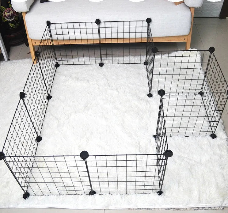 Set of 6 black metal pet fence panels for indoor and outdoor pet containment
