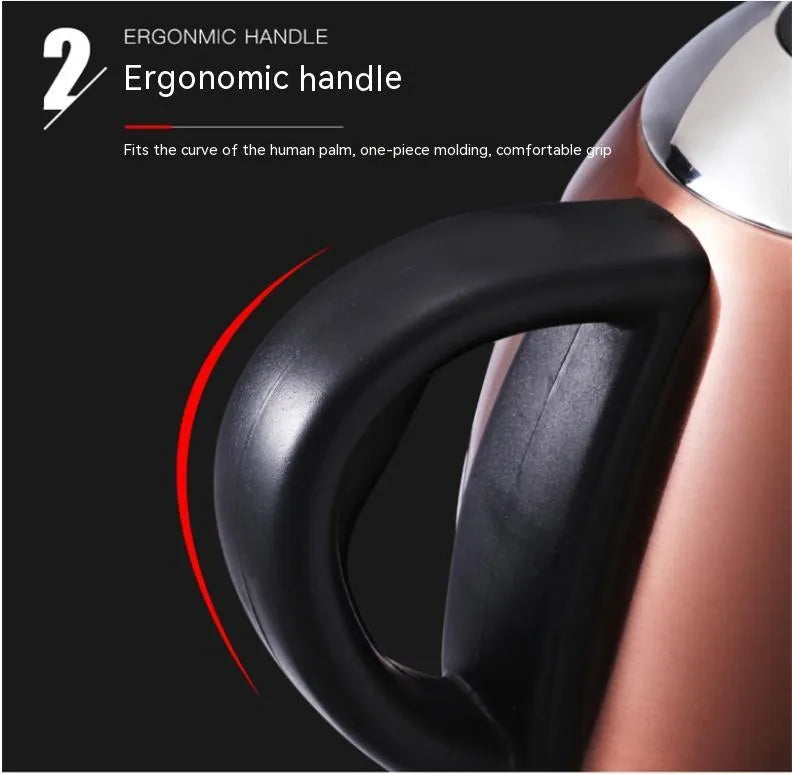 Gold stainless steel kettle with touch controls and 1L capacity marking