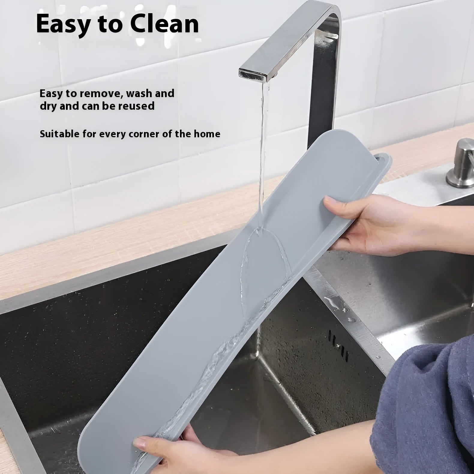 Thick grey, blue, or black silicone kitchen sink water blocking plate splash guard